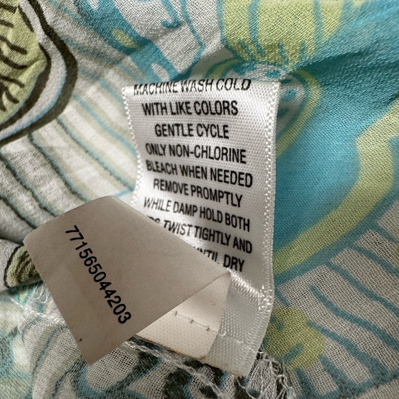 Apt. 9 Sheer Long Sleeve Blouse Blue Grey Olive with Ruffle Detail XL - Picture 7 of 9